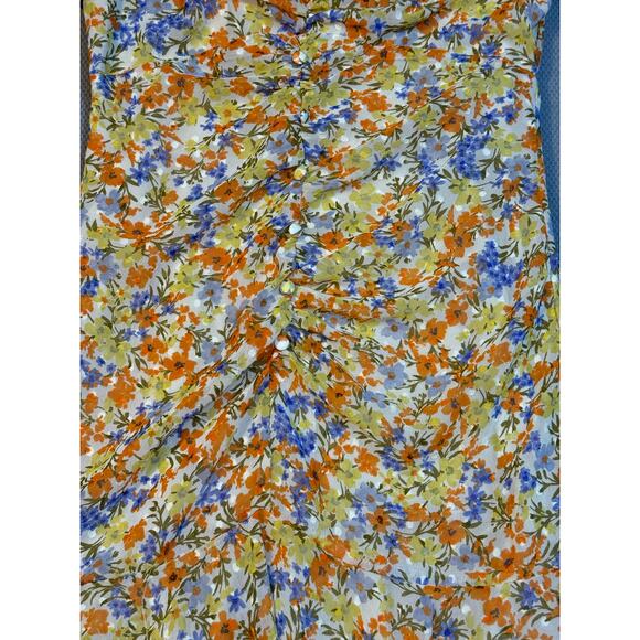 ASTR The Label Orange Yellow Floral Ruched Mini Dress XS - Picture 5 of 6